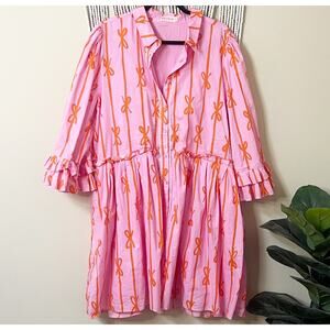 Ivy City Co Bowie Pink Red Bow Mini Dress 1X